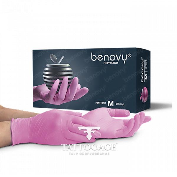 Benovy перчатки нитрил Розовые